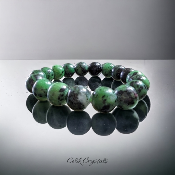 Ruby Zoisite Bracelet 10mm Natural Stones Stretch Crystals Unisex - Picture 3 of 3